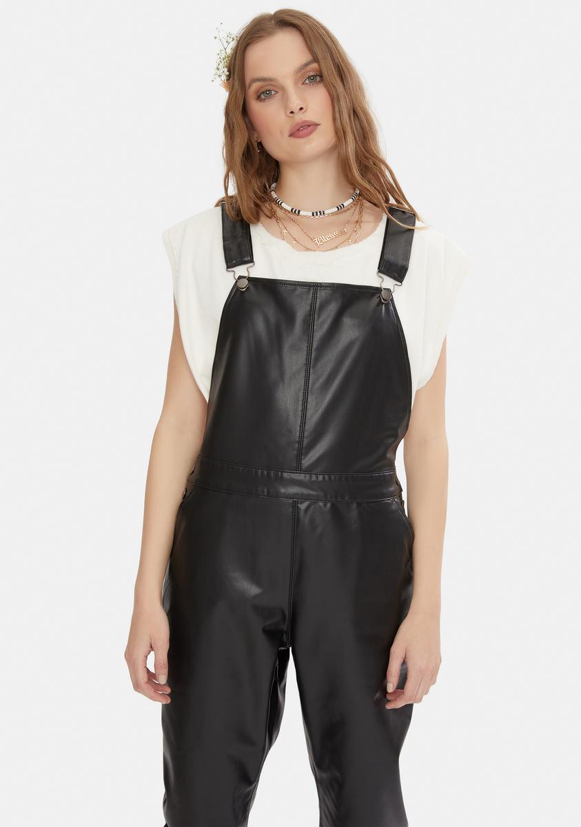 BB Dakota Gets The Jog Done Vegan Leather Overalls Dolls Kill