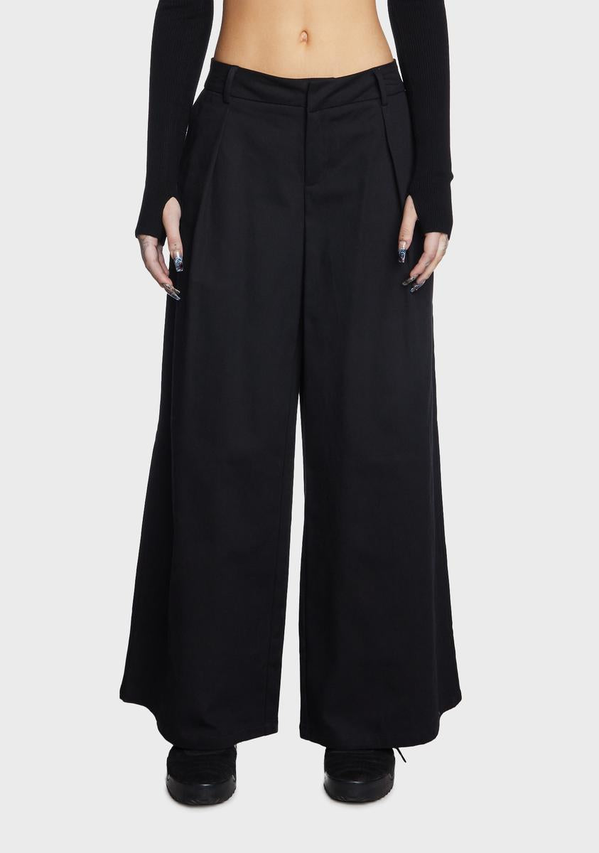 Edikted Oversized Wide Leg Low Rise Trousers - Black – Dolls Kill