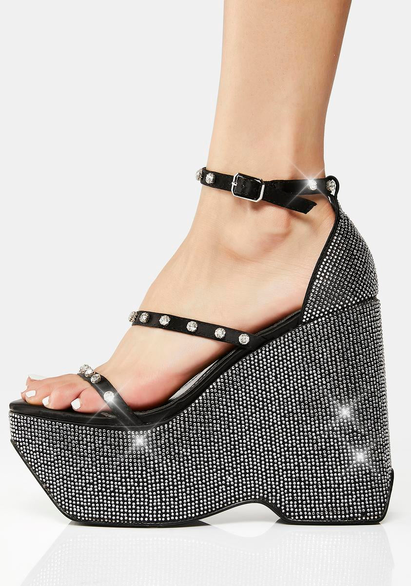 AZALEA WANG Rhinestone Wedge Heels Black Dolls Kill