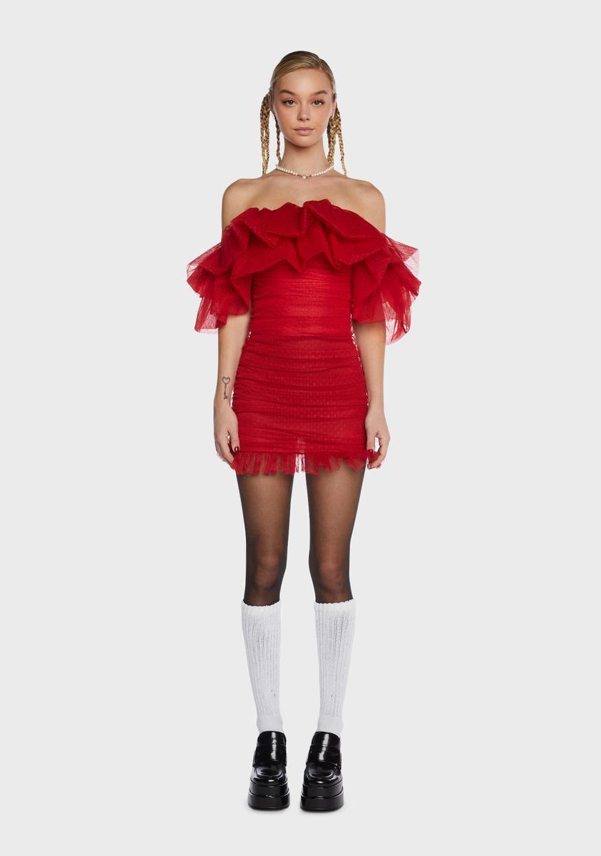 Red Tulle Pleated Strapless Dress Kiki Riki,New Products : American Fashion Style Bags On Sale
