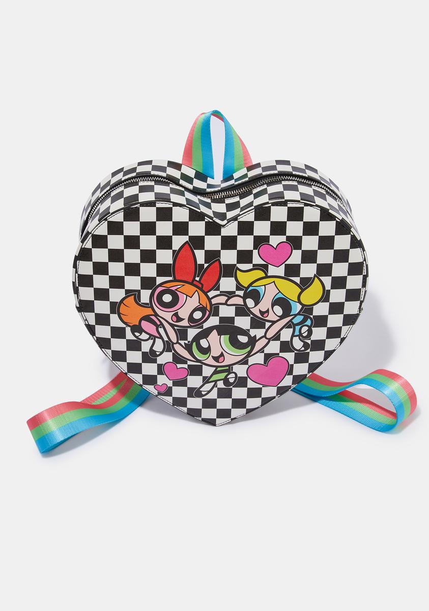 X-girl × SUPER LOVERS MINI BAG The Powerpuff Girls Checkered Graphic Heart Shaped Vegan