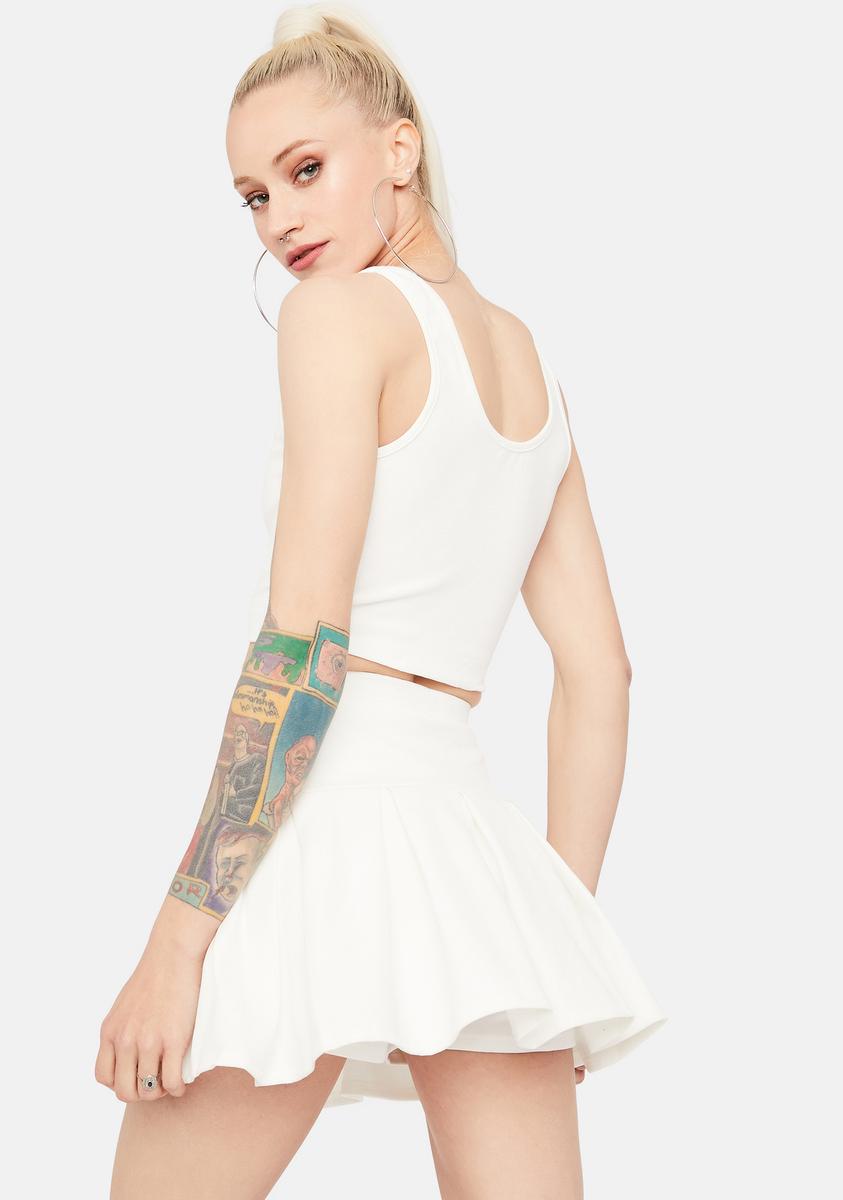 Notch Tank Top Pleated Skirt Set White – Dolls Kill