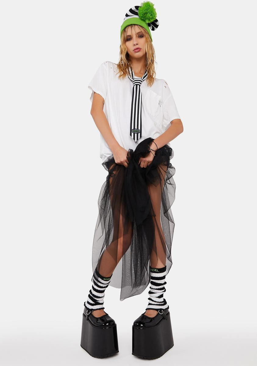 Dolls Kill X Beetlejuice Striped Knit Leg Warmers Multi