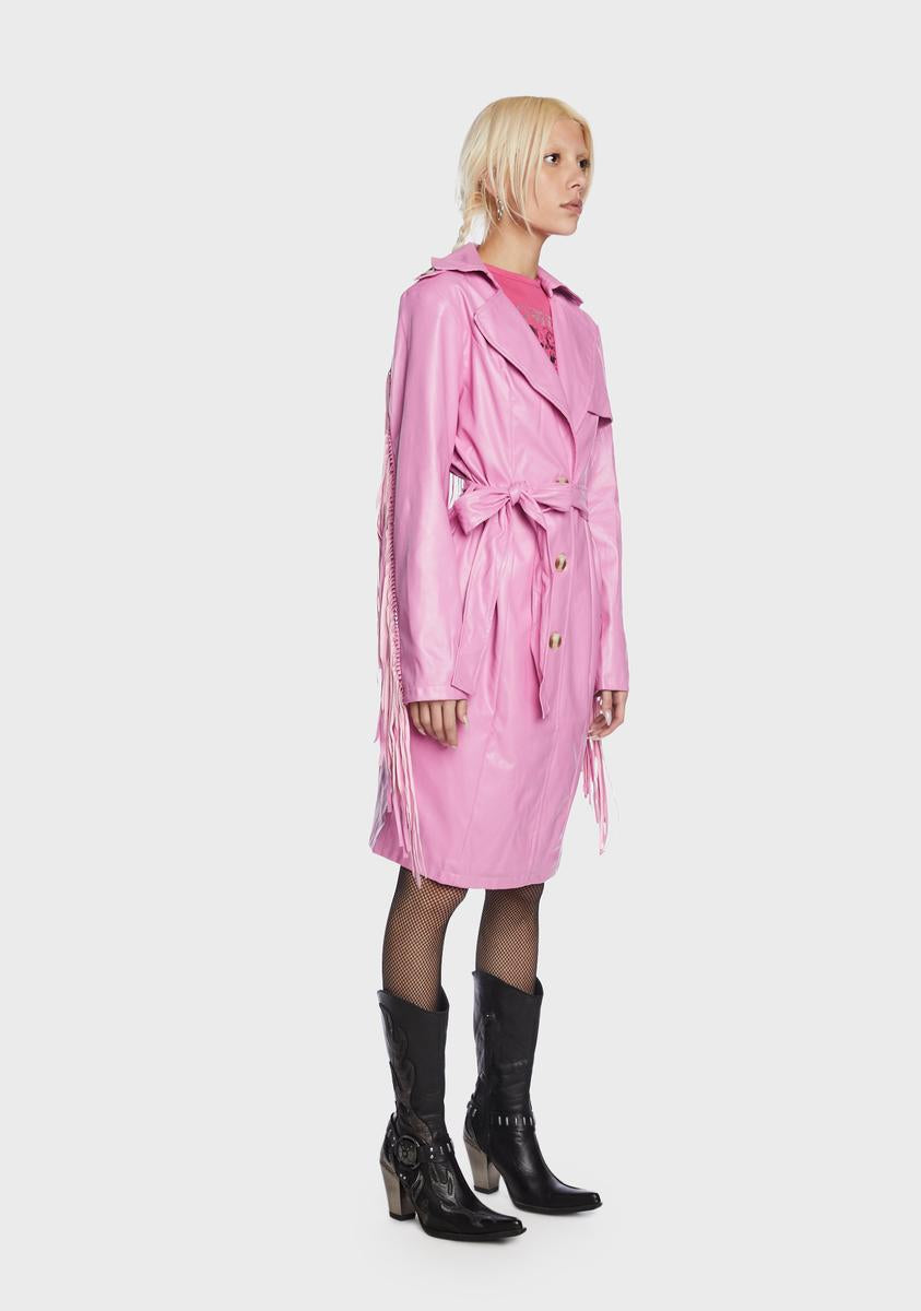 Mocha heart beat here vegan leather trench coat dollskill Clearance