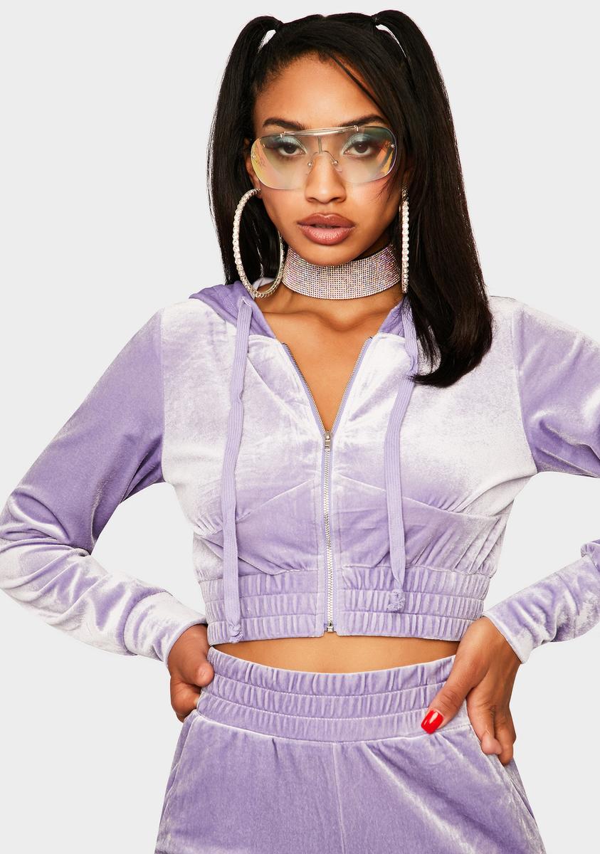 Velour Two Piece Tracksuit Lavender – Dolls Kill