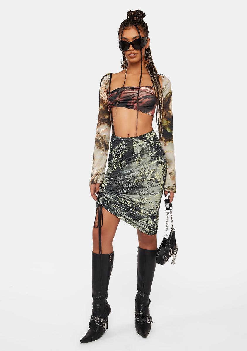 Jaded London Grunge Print Cutout Midi Dress - Multi – Dolls Kill