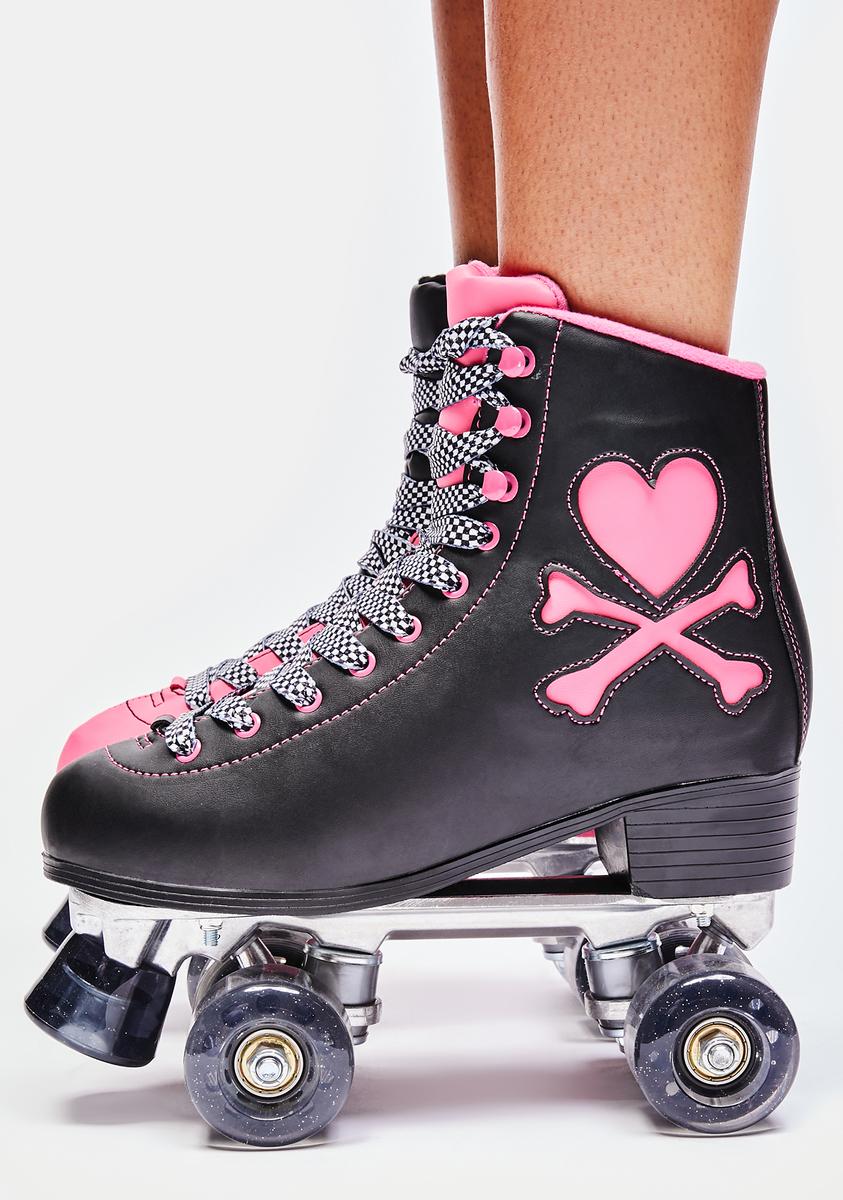 Dolls Kill x tokidoki Two Tone Quad Roller Skates Black/Pink