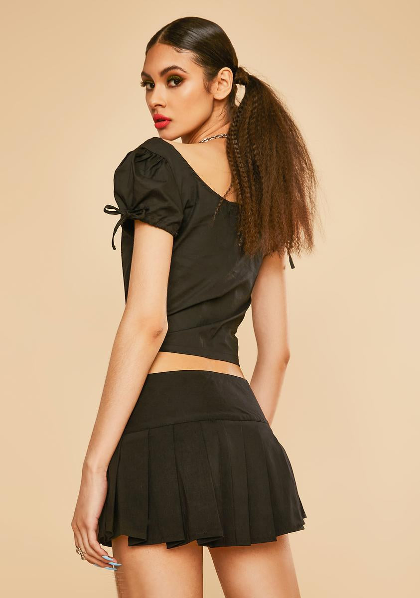 Current Mood Low Rise Pleated Mini Skirt Black Dolls Kill
