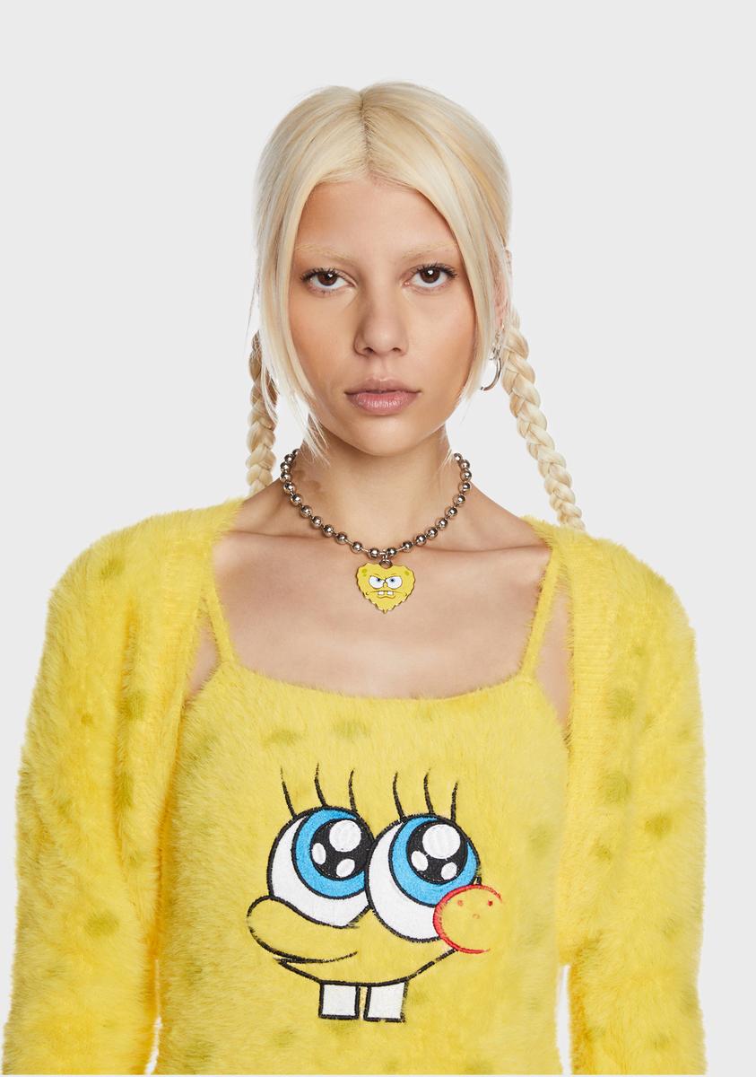 Dolls Kill x SpongeBob Ball Chain Enamel Heart Charm Choker Necklace ...