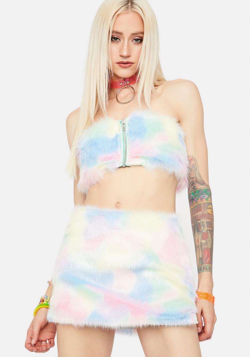 Message In A Bottle Pastel Faux Fur Skirt Set,New Products : American Fashion Style Bags On Sale