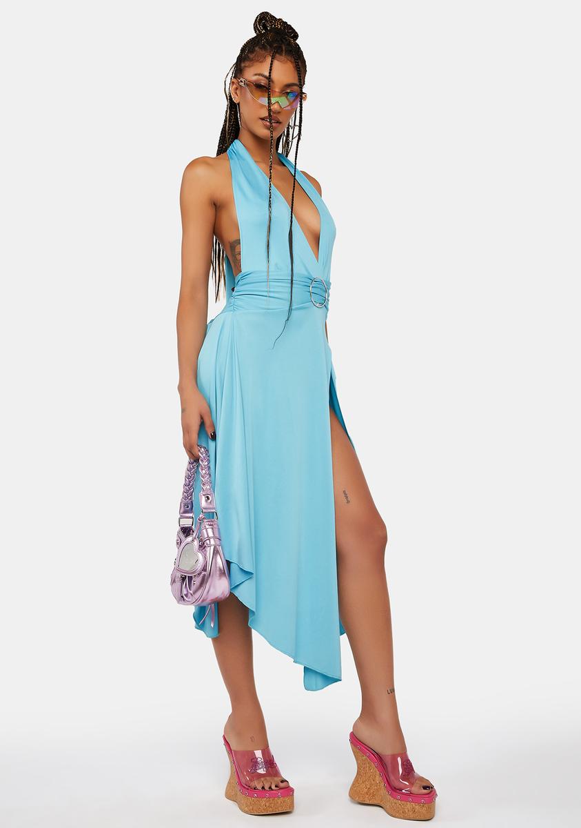 Jaded London Plunging Halter Midi Dress - Aqua Dolls Kill Jaded London Plunging Halter Midi Dress - Aqua Dolls Kill
