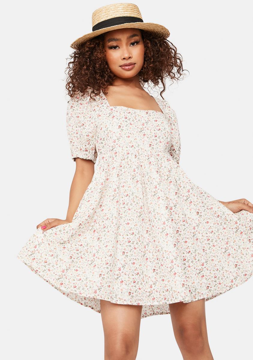 In The Garden Puff Sleeve Mini Dress,New Products : American Fashion Style Bags On Sale
