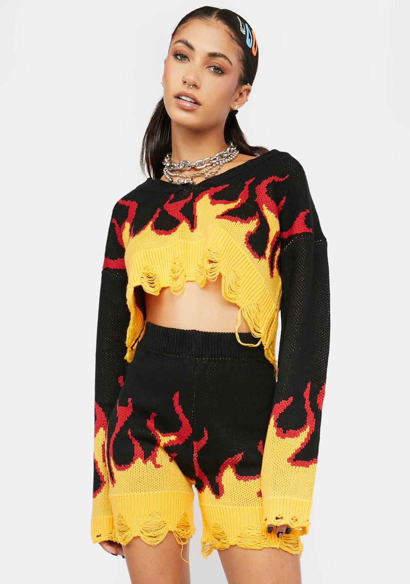 Burn Baby Knit Shorts Set,All Products : American Fashion Style Bags On Sale