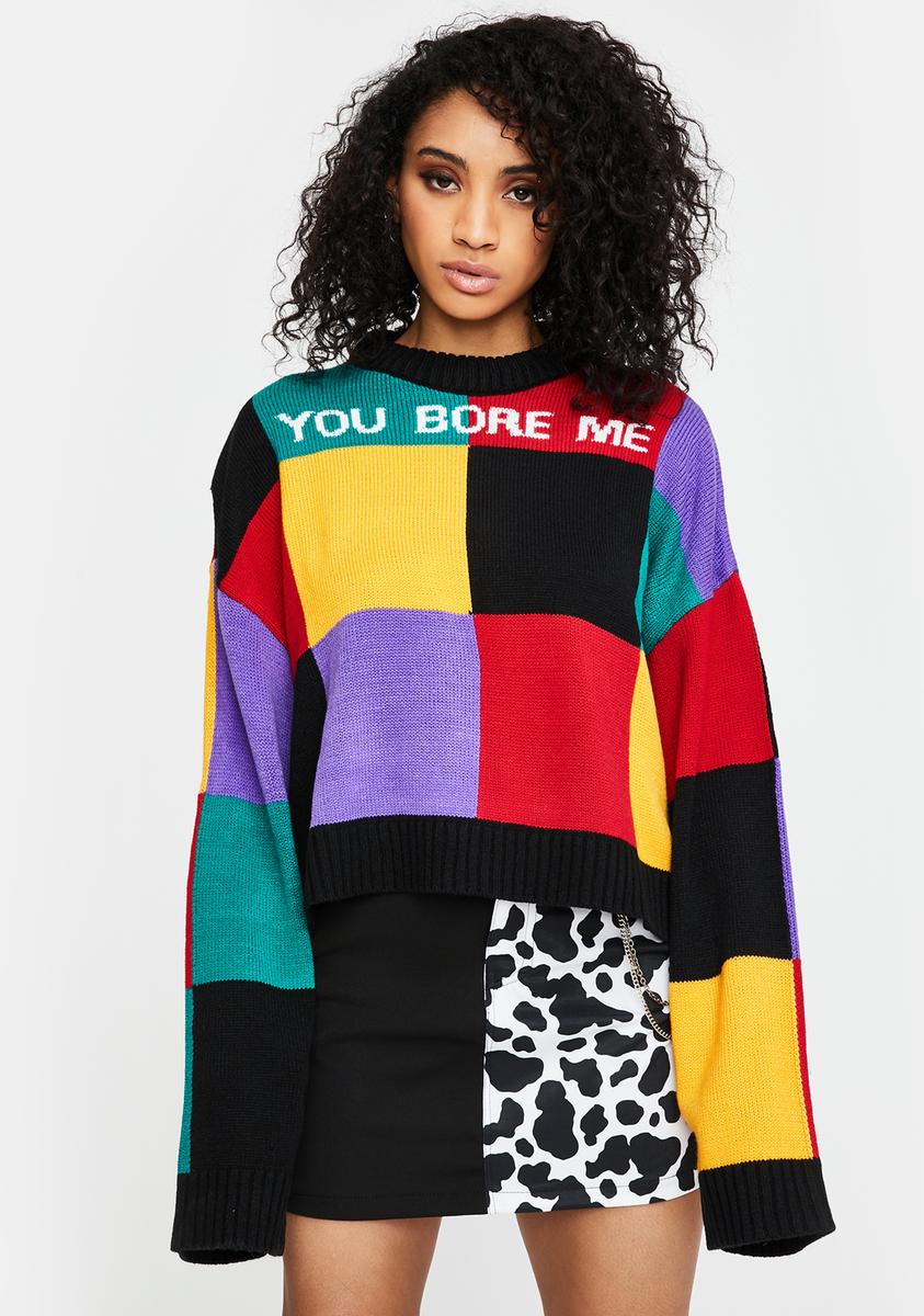 Bore Colorblock Knit Sweater The Ragged Priest,All Products : American Fashion Style Bags On Sale