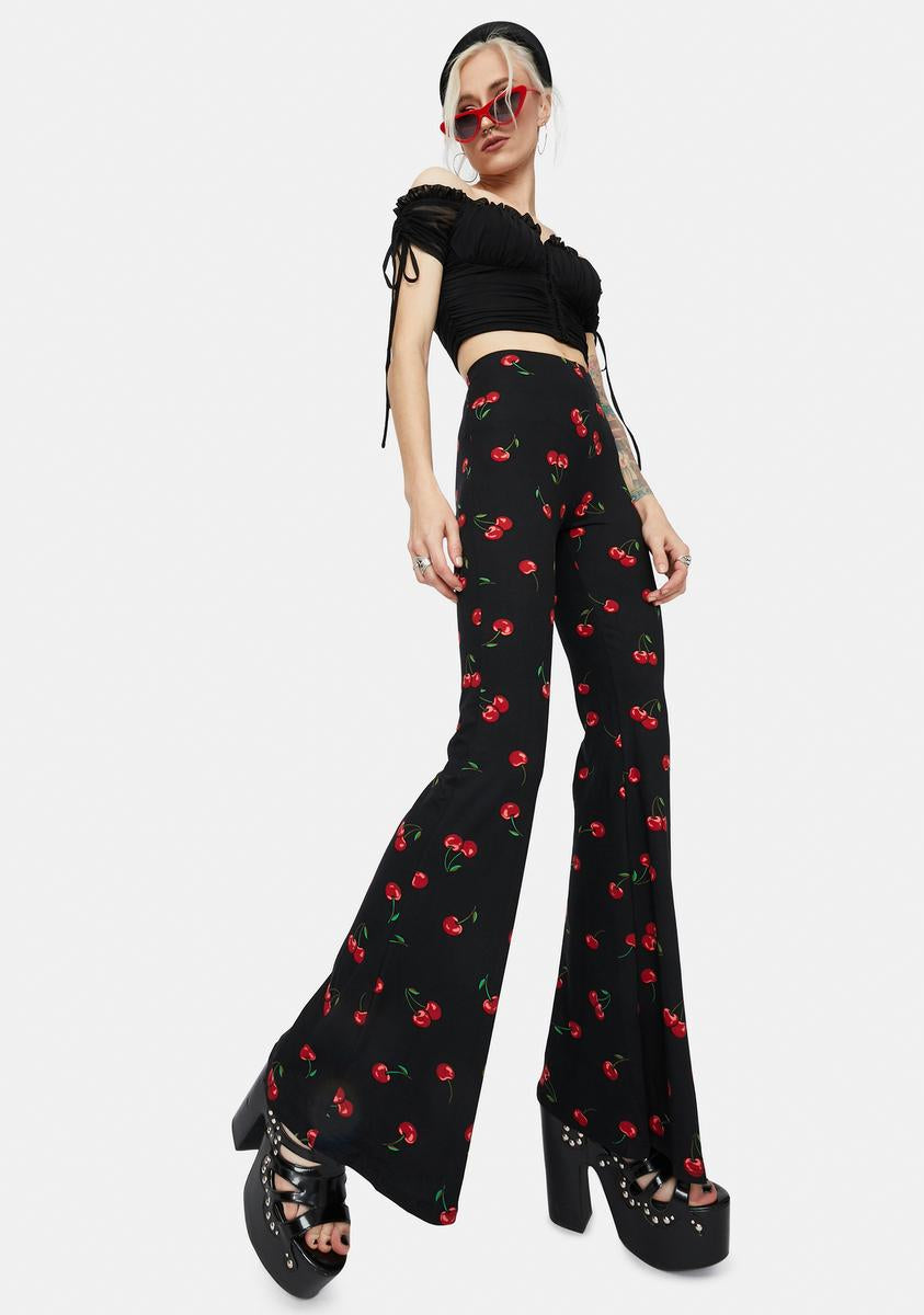 新作グッ Flare Print Cherry Pants Kill Dolls – Black - その他
