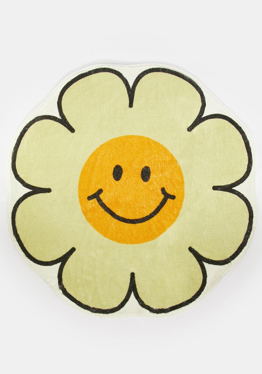 Daisy Happy Face Area Rug - Green – Dolls Kill