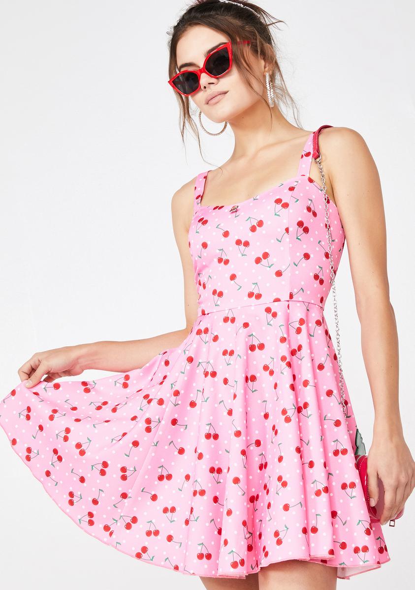 Sugar Thrillz Cherry Dress Polka Pink – Dolls Kill