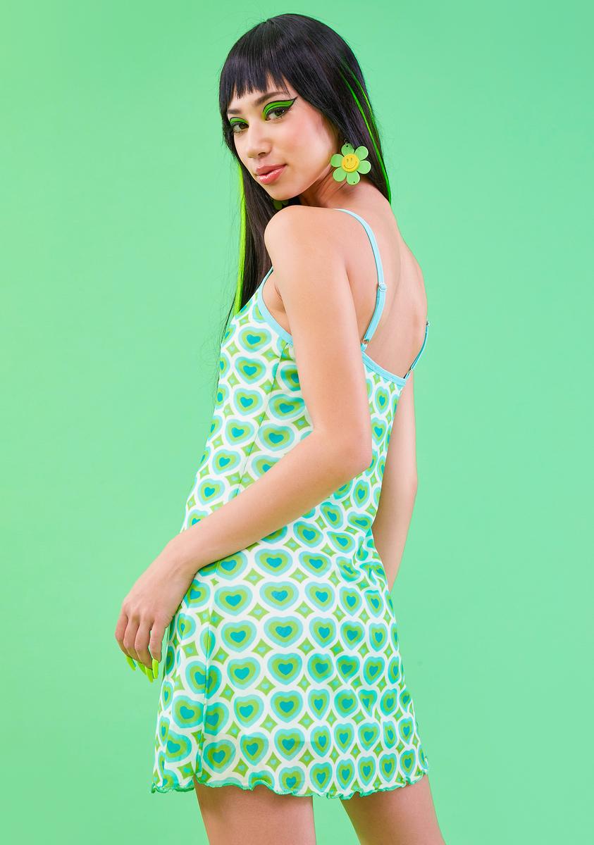 Dolls Kill x Powerpuff Girls Mesh Heart Dress With Buttercup Patch