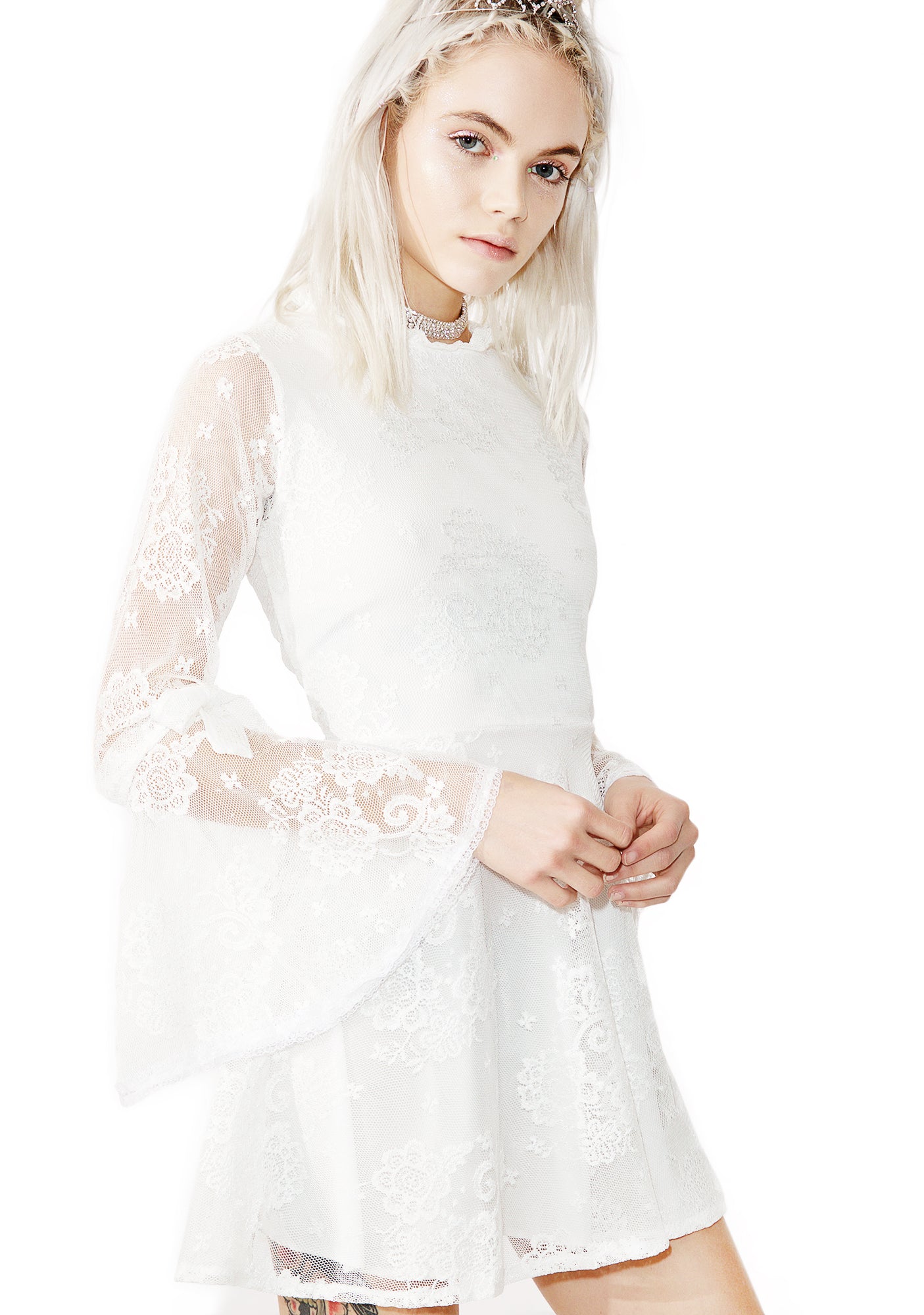 Lace Long Sleeve Skater Dress – Dolls Kill