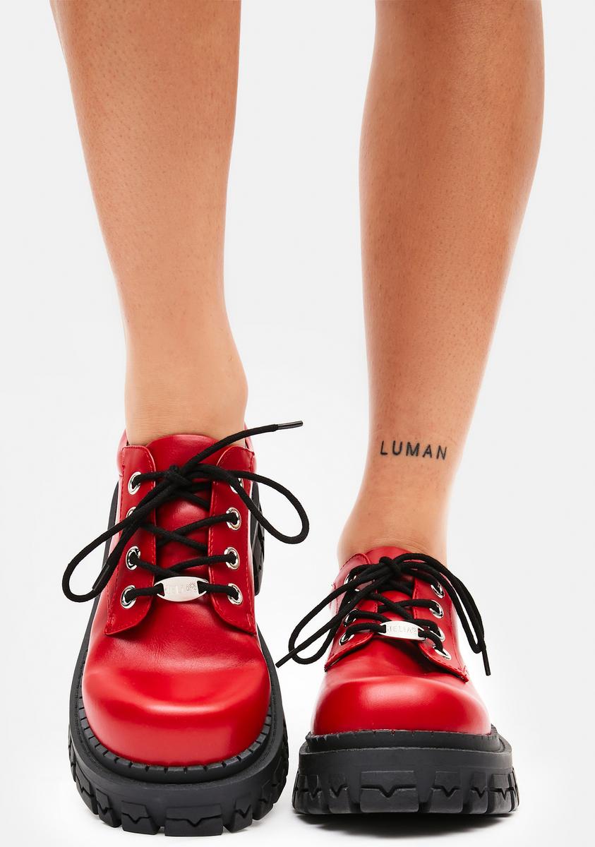 Delia's Chunky Platform Oxfords - Red – Dolls Kill
