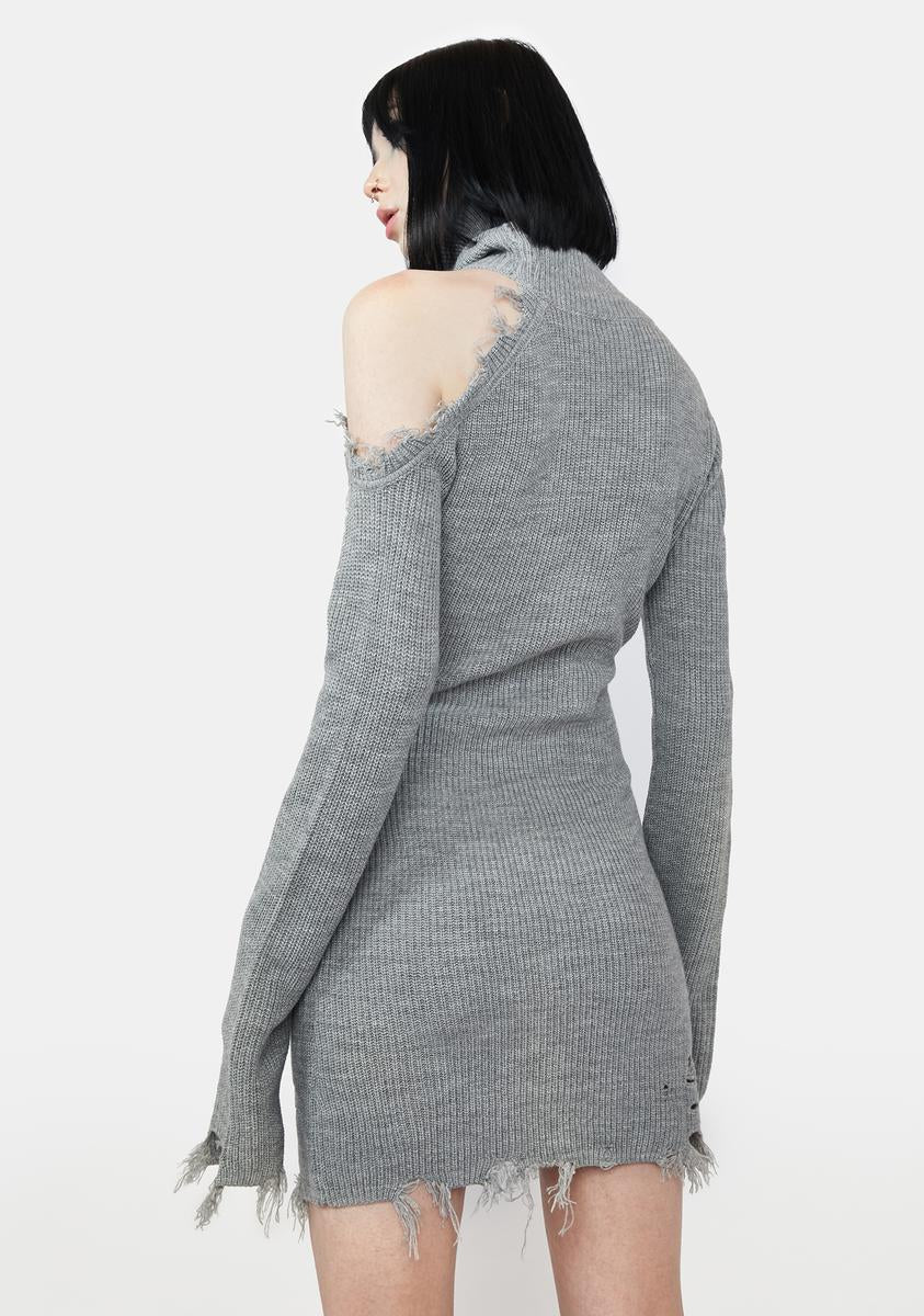 Cloudy Reaching Out Distressed Mini Dress