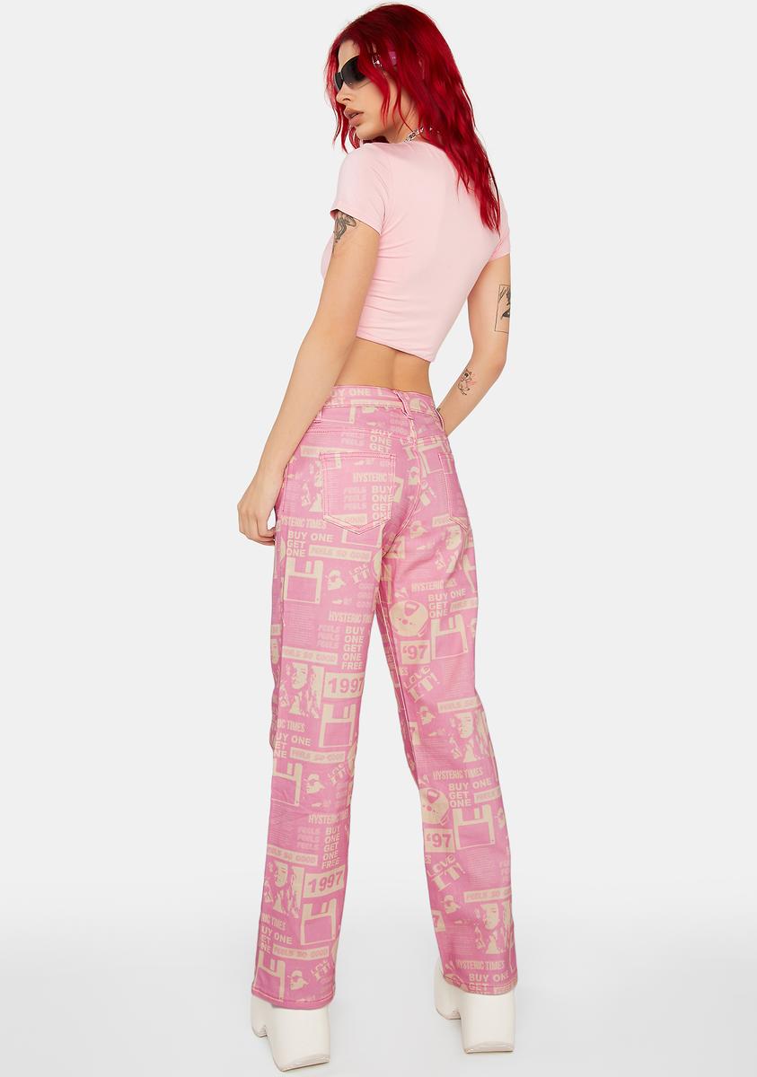 Pink Graphic Tee & Baggy Jeans Outfit Set L/XL / 2XL/3XL