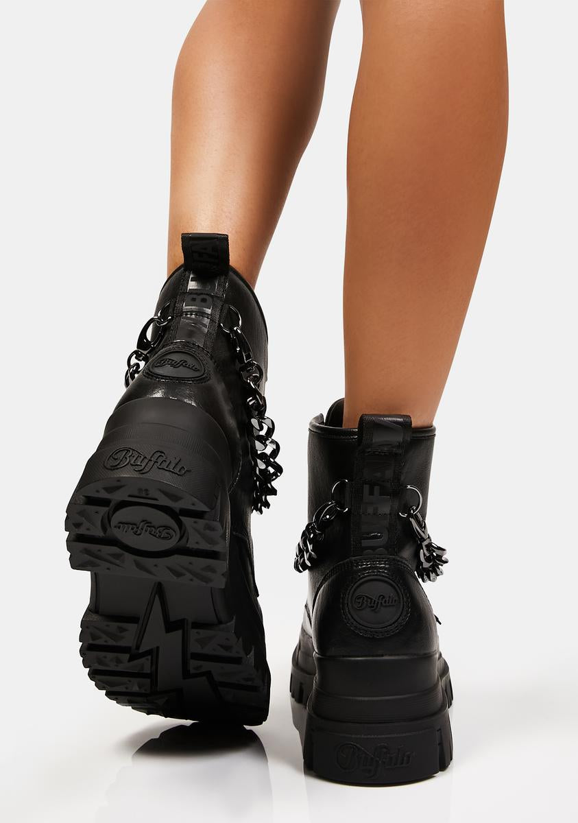 Buffalo Chain Combat Boots - Black – Dolls Kill