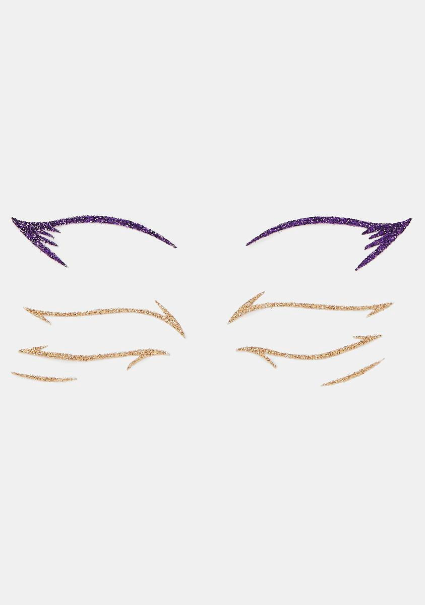 Purple & Gold Glitter Eyeliner Stickers Dolls Kill