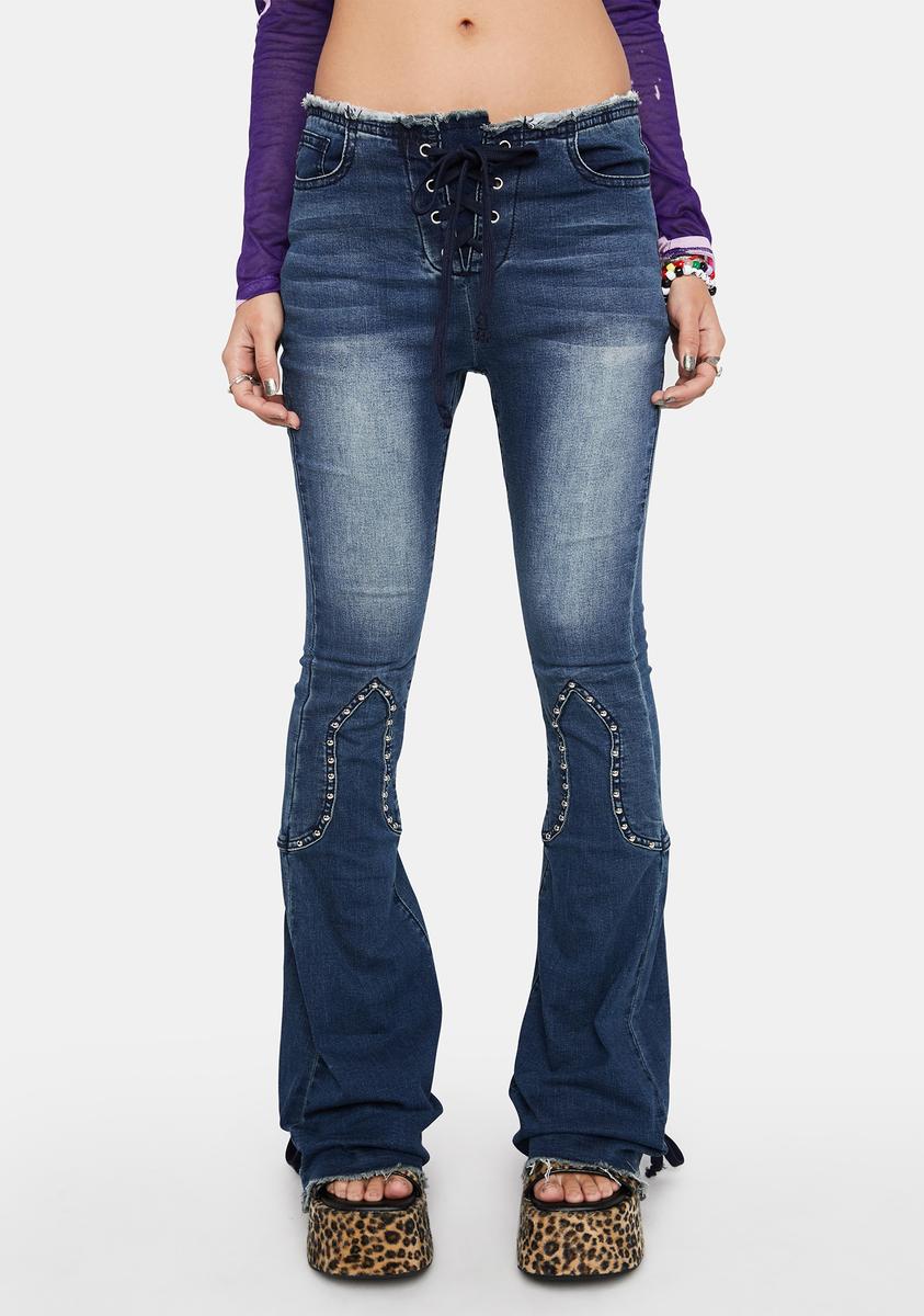 Call Their Bluff Flared Jeans dELiA*s by Dolls Kill,All Products : American Fashion Style Bags On Sale