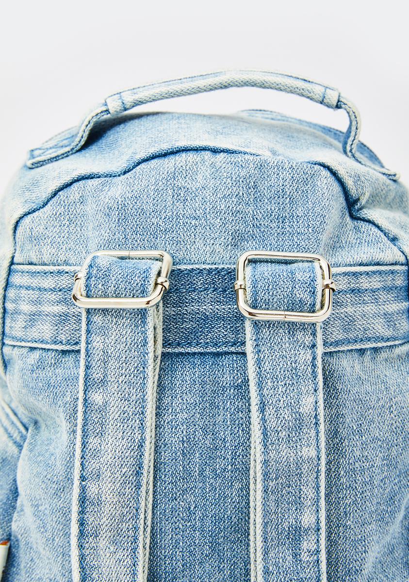 bradyn denim mini backpack Delia's Rhinestone Heart Denim Mini Backpack