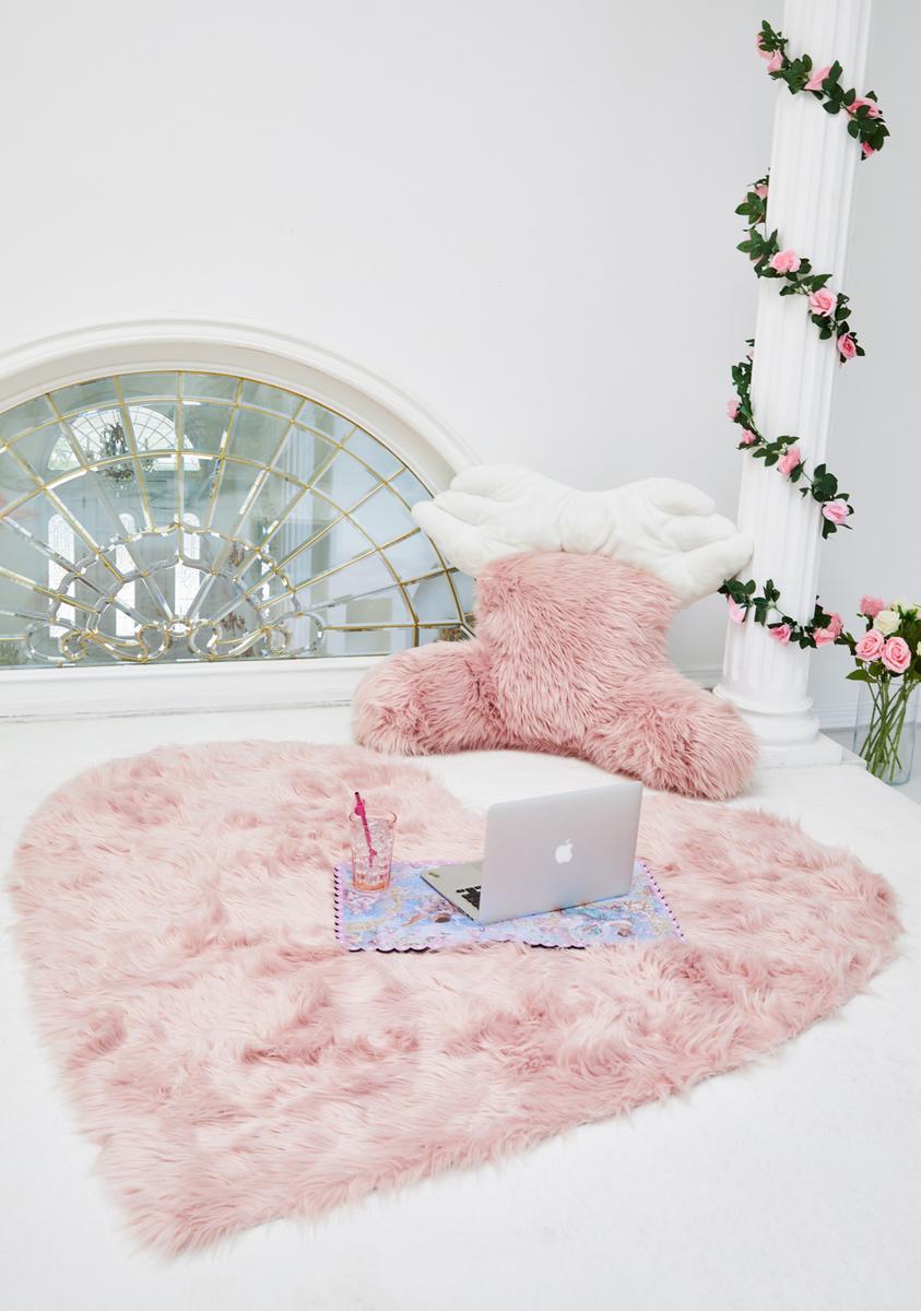 Dolls Home Heart Shaped Faux Fur Area Rug - Pink – Dolls Kill