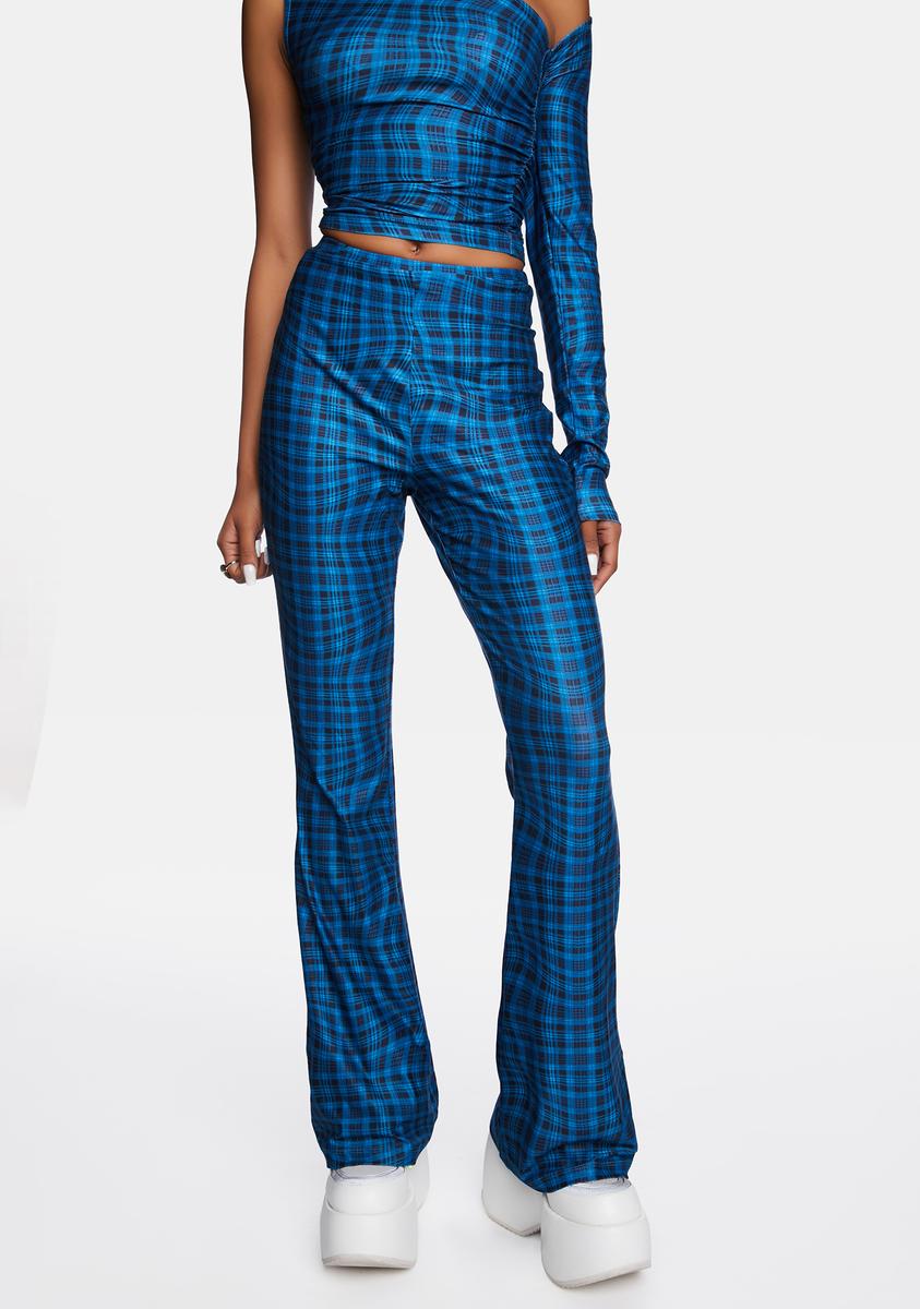 Gene Wavy Check Flared Pants Another Girl,New Products : American Fashion Style Bags On Sale