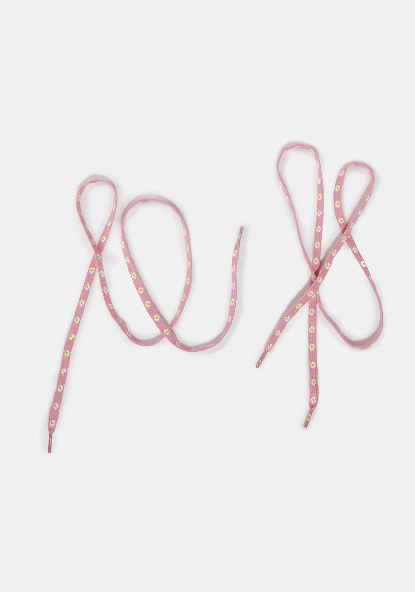 Daisy Print Shoe Laces - Pink – Dolls Kill