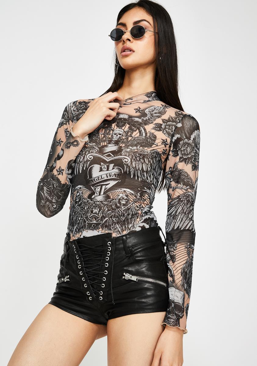 Jaded London Tattoo Print Mesh Top – Dolls Kill Jaded London Tattoo Print Mesh Top – Dolls Kill