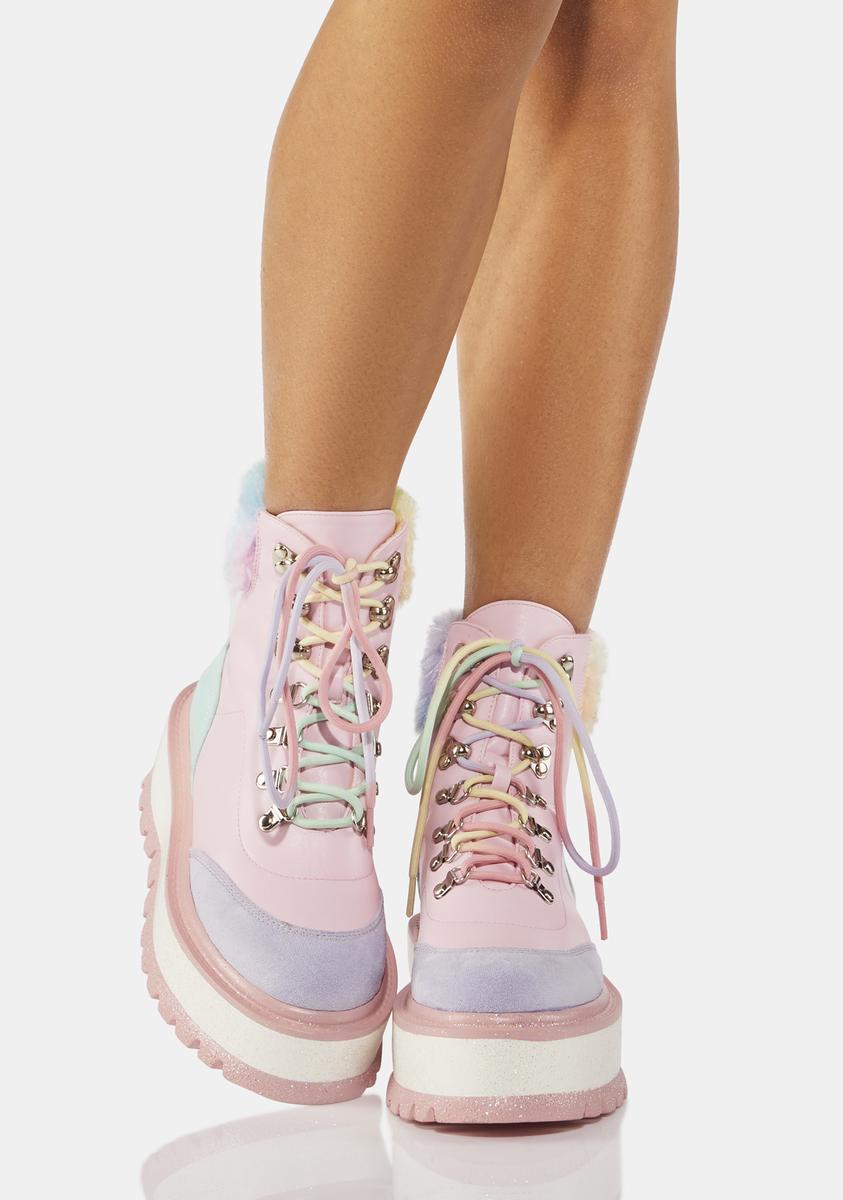 Koi Footwear Candy Tears Glitter Platform Boots - Pastel