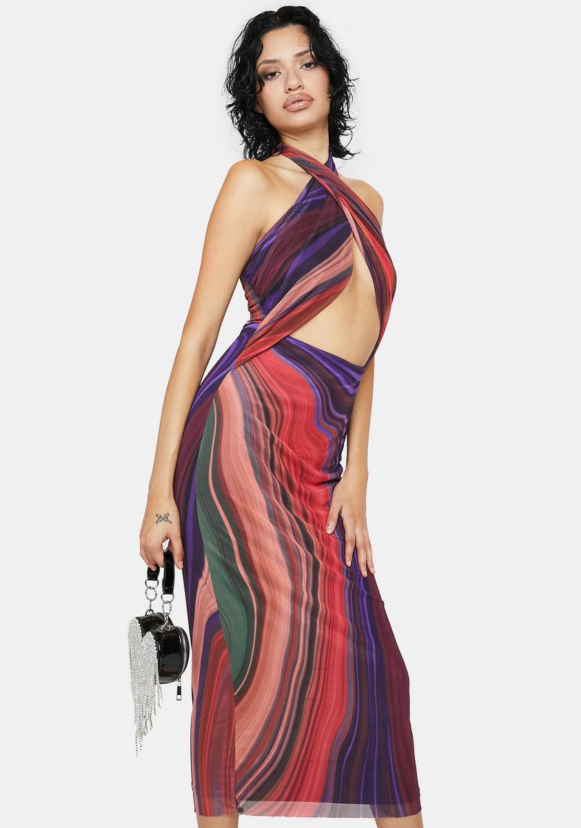 afrm tana midi dress AFRM Mesh Print Midi Dress