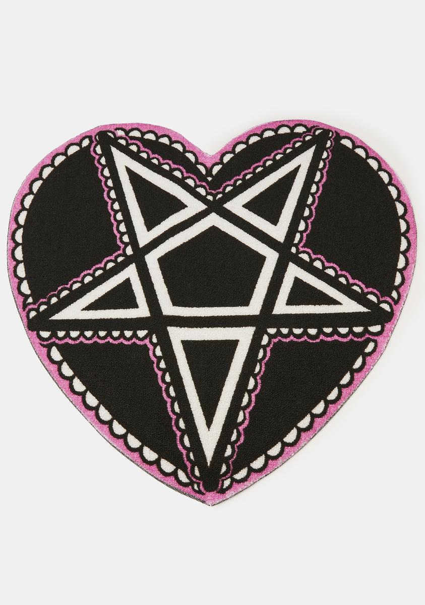 Too Fast Heart Shape Pentagram Rug - Pink/Black – Dolls Kill