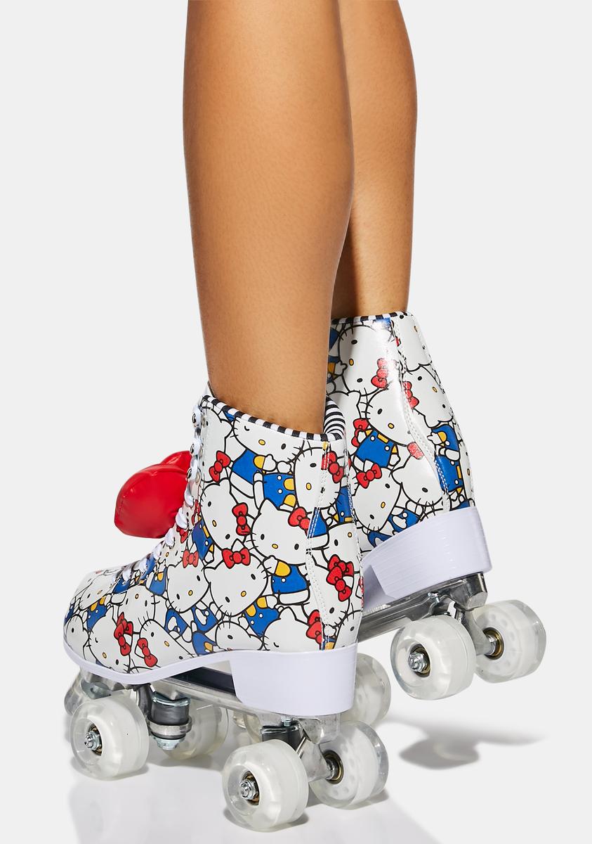 Dolls Kill x Hello Kitty Bow Detail AOP Roller Skates White