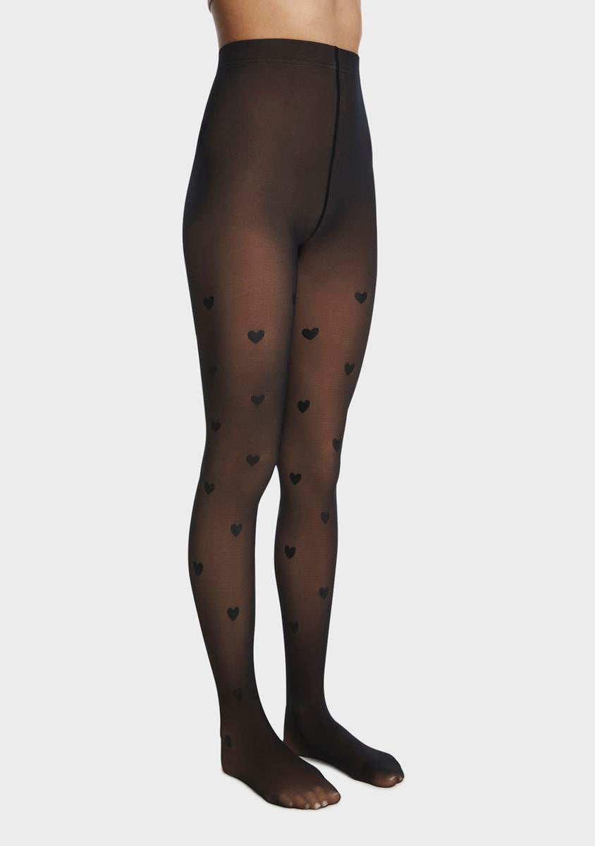 Sheer Heart Tights Black Dolls Kill