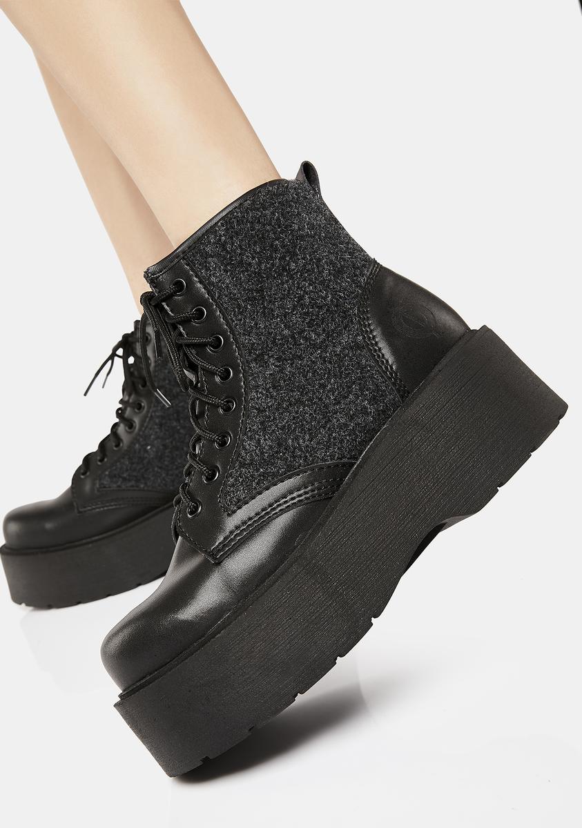 Altercore Vegan Leather Faux Suede Ankle Boots Black – Dolls Kill