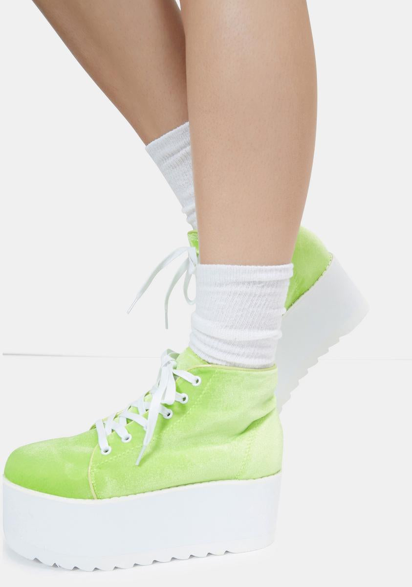 Lemon Drop by Privileged Green Barletta Platform Sneakers – Dolls Kill