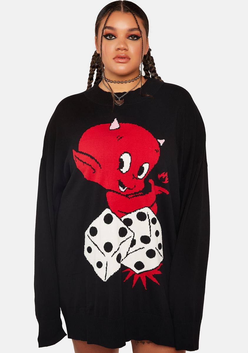 Plus Unlucky Gamble Oversized Sweater Dolls Kill x Hot Stuff Casper,New Products : American Fashion Style Bags On Sale
