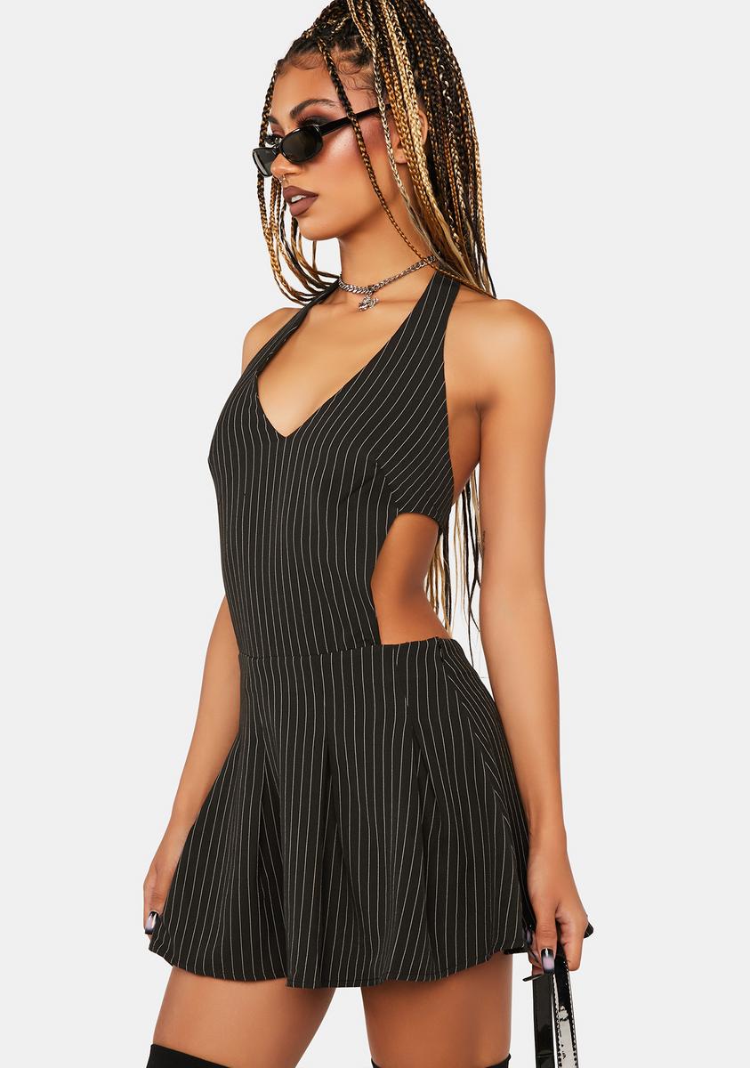 O'Dolly Dearest Pinstripe Cut Out Mini Dress