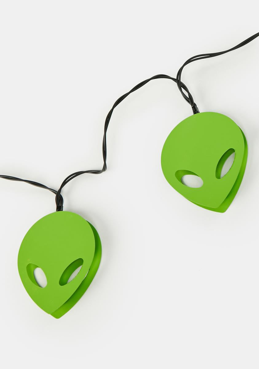 Dolls Home Alien Head String Lights - Green/White – Dolls Kill