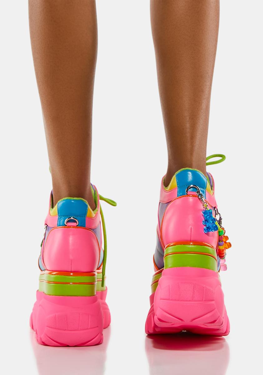 Club Exx Neon Rainbow Gummy Bear Charm Platform Sneakers – Dolls Kill