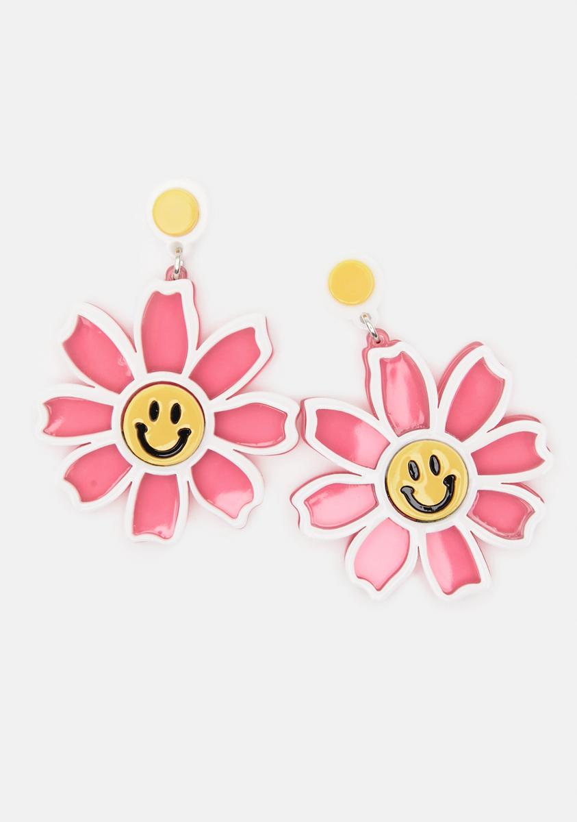 Daisy Retro Smiley Drop Earrings – Dolls Kill Daisy Retro Smiley Drop Earrings
