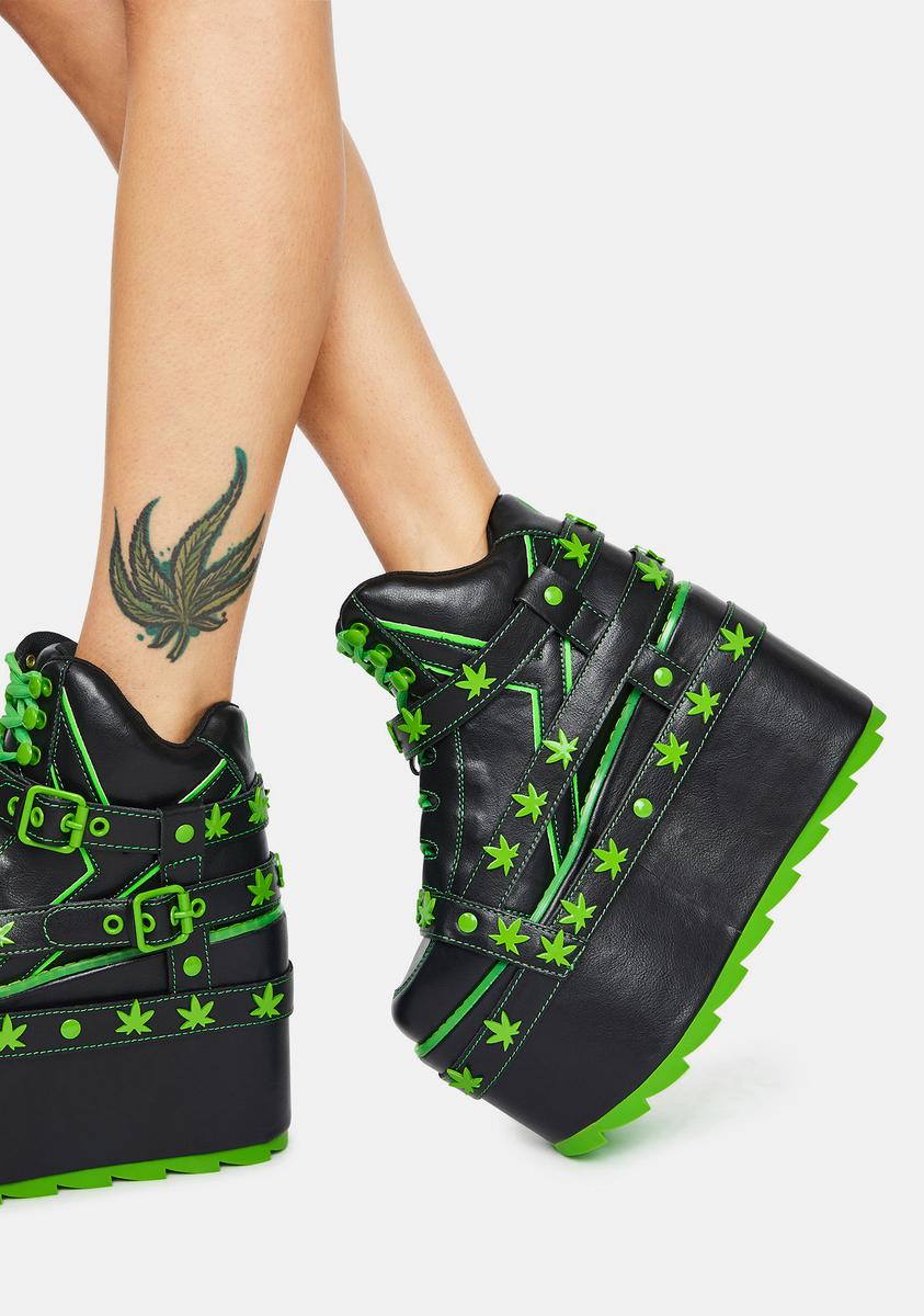 Y.R.U. Qozmo Bondage Weed Platform Sneakers – Dolls Kill
