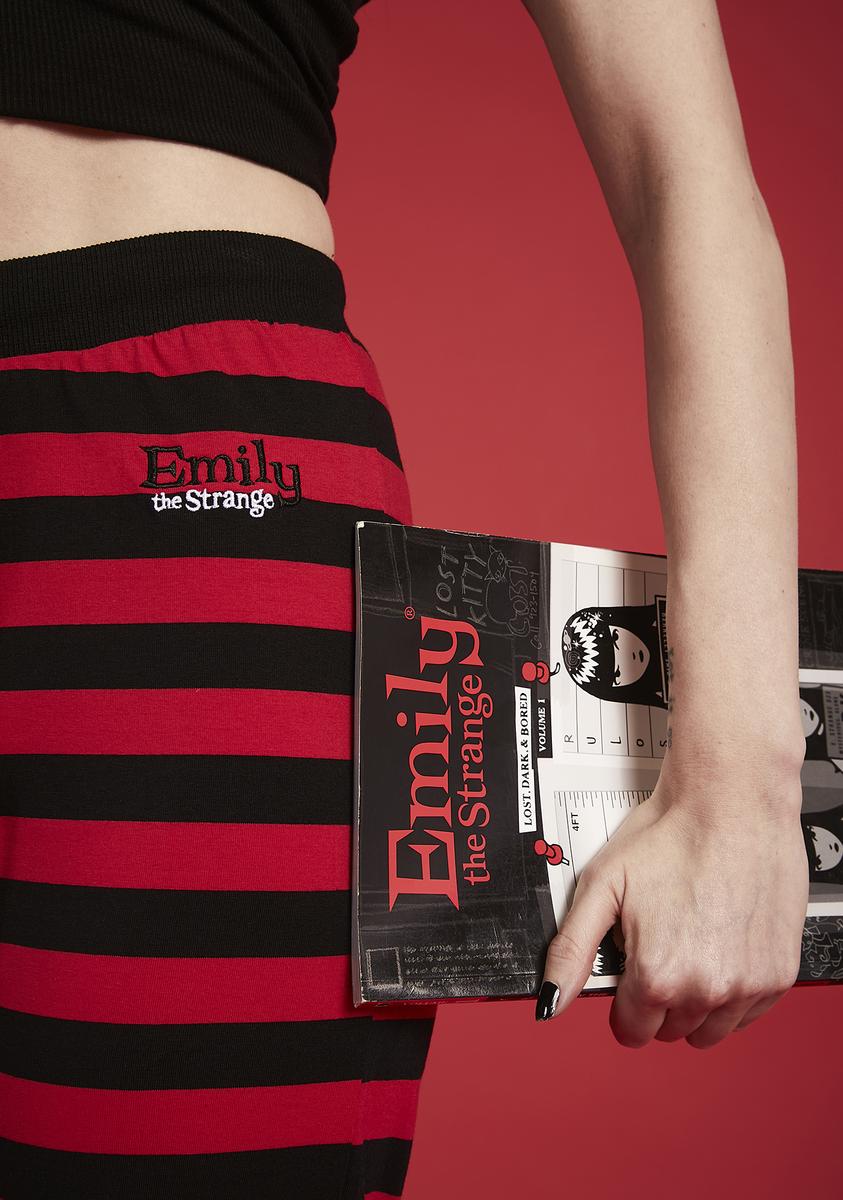 Emily The Strange Striped Logo Drawstring Lounge Pants