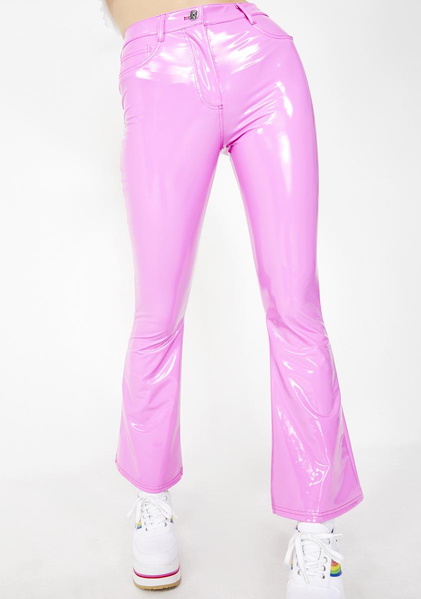 Delias Pink High Waist PVC Pants – Dolls Kill - Main Image