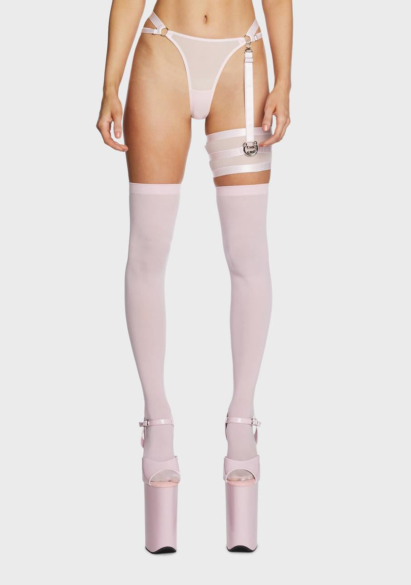 Pink Barbaric Mesh Thong With Garter The End Lingerie,New Products : American Fashion Style Bags On Sale